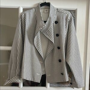 CAbi Women's Black and White Grid Blazer